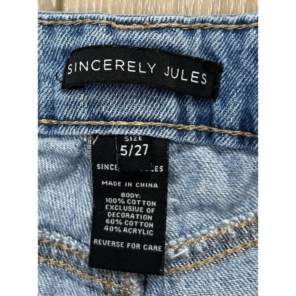 Sincerely Jules Denim Cut Off Jean Shorts Distressed Women’s Juniors Size 5/27 - Picture 6 of 6
